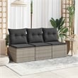 vidaXL 3-Seater PE Rattan Garden Sofa UV-Resistant in Grey