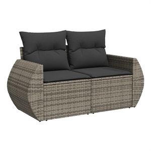 vidaXL Large PE Rattan Garden Sofa With Adjustable Feet in Grey