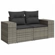 vidaXL Medium PE Rattan Garden Sofa With Adjustable Feet in Grey