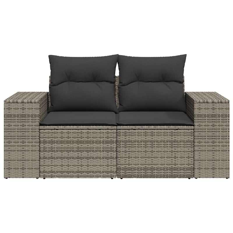 vidaXL Medium PE Rattan Garden Sofa With Adjustable Feet in Grey