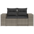 vidaXL Medium PE Rattan Garden Sofa With Adjustable Feet in Grey