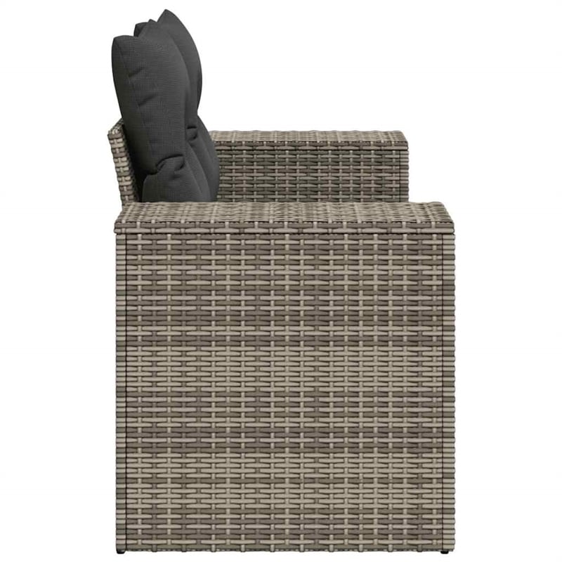 vidaXL Medium PE Rattan Garden Sofa With Adjustable Feet in Grey