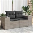 vidaXL Medium PE Rattan Garden Sofa With Adjustable Feet in Grey