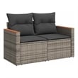 vidaXL PE Rattan Powder-Coated Steel And Solid Acacia Wood Garden Sofa in Grey