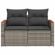 vidaXL PE Rattan Powder-Coated Steel And Solid Acacia Wood Garden Sofa in Grey