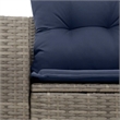vidaXL 2-Seater Patio Sofa with Cushions in Navy Blue and Grey Poly Rattan