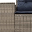 vidaXL 2-Seater Patio Sofa with Cushions in Navy Blue and Grey Poly Rattan