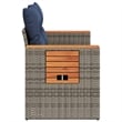 vidaXL 2-Seater Patio Sofa with Cushions in Navy Blue and Grey Poly Rattan