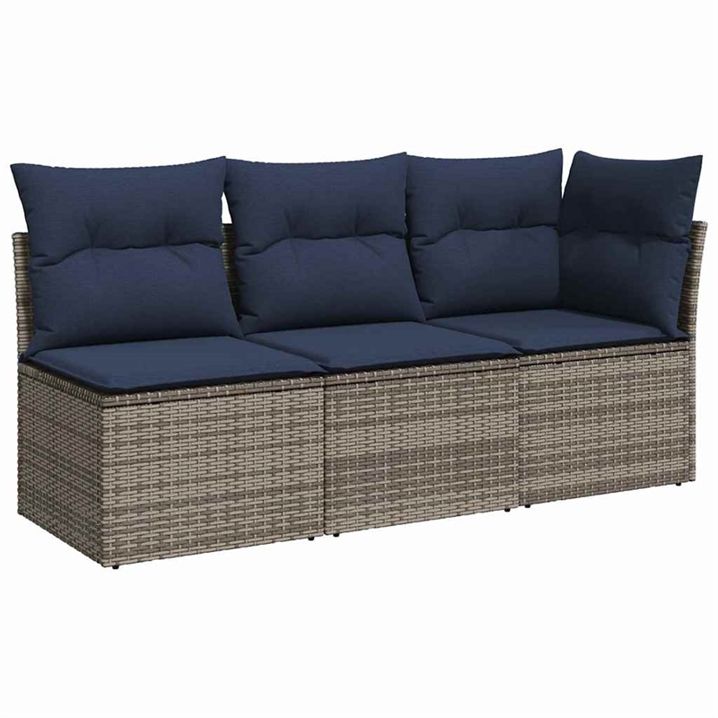 vidaXL Poly Rattan Garden Sofa in Grey