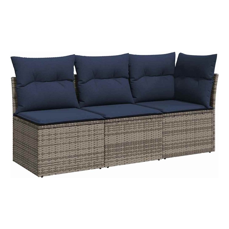 vidaXL Poly Rattan Garden Sofa in Grey