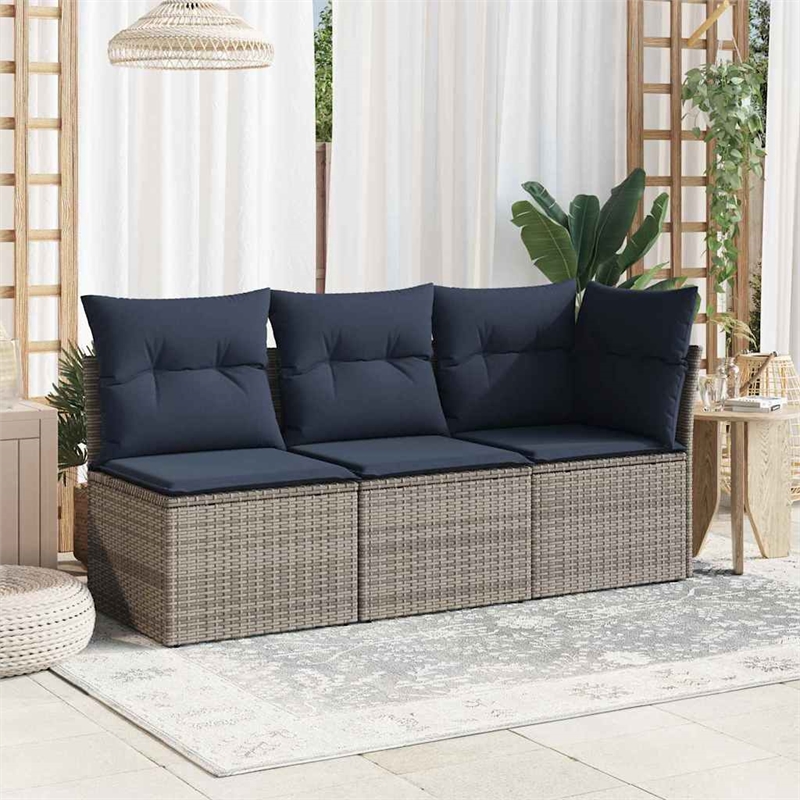 vidaXL Poly Rattan Garden Sofa in Grey