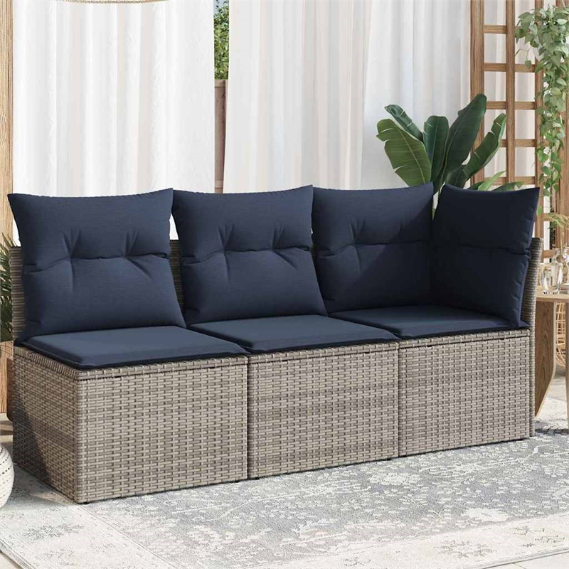 vidaXL Poly Rattan Garden Sofa in Grey