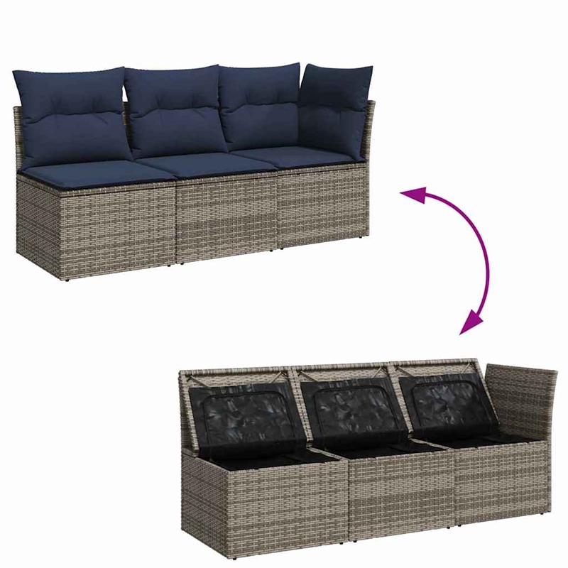 vidaXL Poly Rattan Garden Sofa in Grey