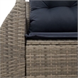 vidaXL 2-Seater Patio Sofa with Cushions in Navy Blue and Grey Poly Rattan