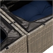 vidaXL 2-Seater Patio Sofa with Cushions in Navy Blue and Grey Poly Rattan