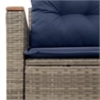 vidaXL 2-Seater Patio Sofa with Cushions in Navy Blue and Grey Poly Rattan