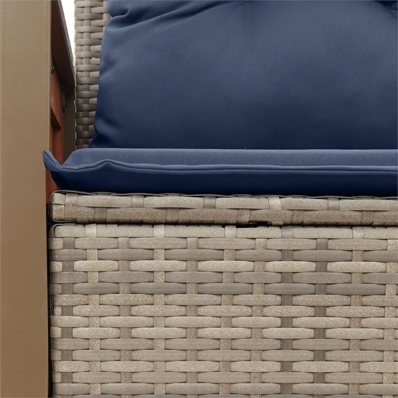 vidaXL 2-Seater Patio Sofa with Cushions in Navy Blue and Grey Poly Rattan