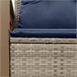 vidaXL 2-Seater Patio Sofa with Cushions in Navy Blue and Grey Poly Rattan