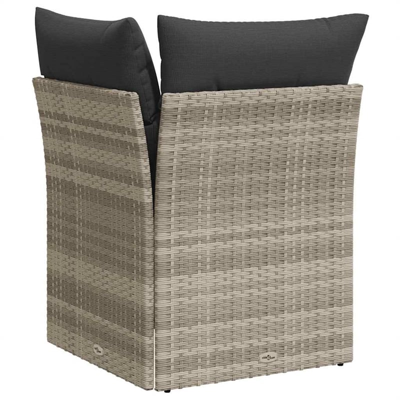 vidaXL PE Rattan And Powder-Coated Steel & Polyester Garden Sofa in Light Grey
