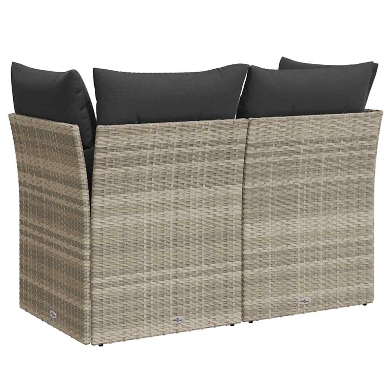 vidaXL 2-Seater PE Rattan Garden Sofa With Adjustable Feet in Light Grey