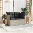vidaXL 2-Seater PE Rattan Garden Sofa With Adjustable Feet in Light Grey