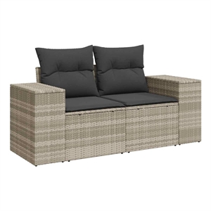 vidaXL PE Rattan And Powder-Coated Steel And Polyester Garden Sofa in Light Grey