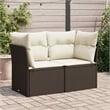 vidaXL Medium Poly Rattan Garden Sofa With Adjustable Feet in Brown