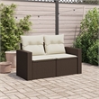 vidaXL Poly Rattan 2-Seater Adjustable Feet Garden Sofa in Brown