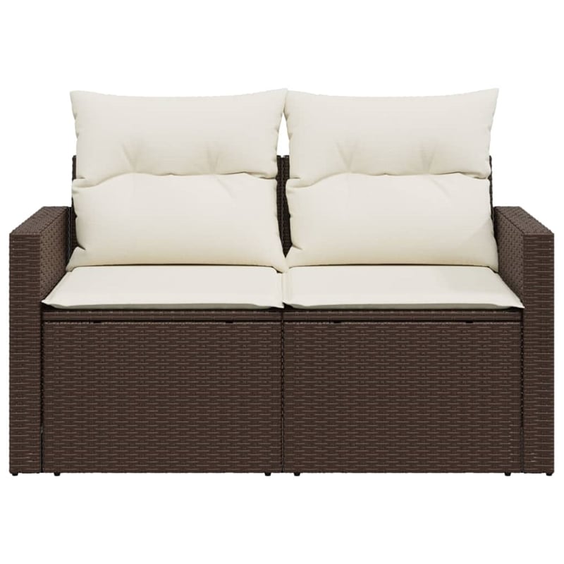 vidaXL Poly Rattan 2-Seater Adjustable Feet Garden Sofa in Brown