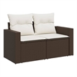 vidaXL Poly Rattan 2-Seater Adjustable Feet Garden Sofa in Brown