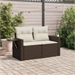 vidaXL Poly Rattan 2-Seater Foldable Garden Sofa in Brown