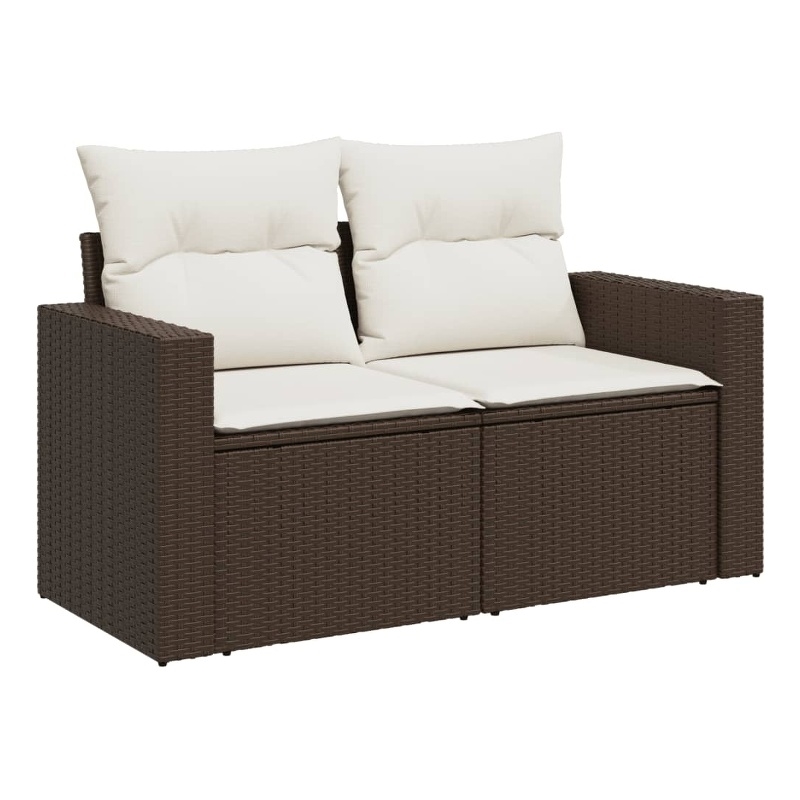 vidaXL PE Rattan 2-Seater Modular Garden Sofa in Brown And Cream