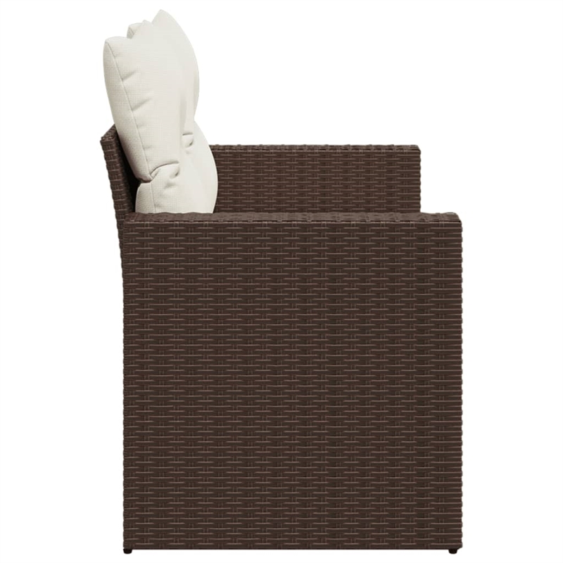 vidaXL PE Rattan 2-Seater Modular Garden Sofa in Brown And Cream