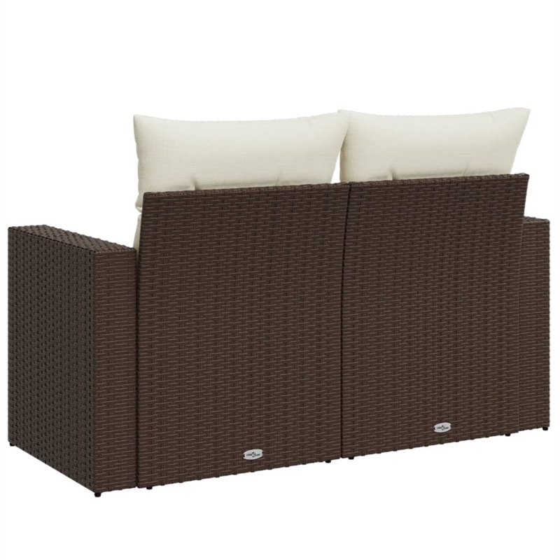 vidaXL PE Rattan 2-Seater Modular Garden Sofa in Brown And Cream