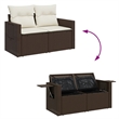vidaXL Garden Sofa in Brown And Cream in White