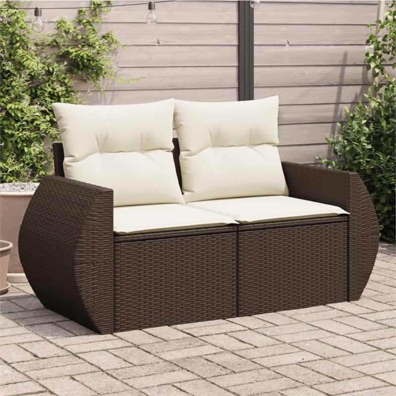 vidaXL PE Rattan & Powder-Coated Steel Garden Sofa in Brown