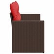 vidaXL 2-Seater Patio Sofa With Cushions with Red and Brown Poly Rattan