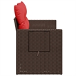 vidaXL 2-Seater Patio Sofa With Cushions with Red and Brown Poly Rattan