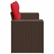 vidaXL 2-Seater Patio Sofa With Cushions with Red and Brown Poly Rattan