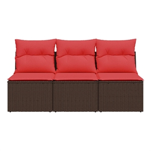 vidaXL Poly Rattan Garden Sofa in Brown