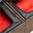 vidaXL 2-Seater Patio Sofa With Cushions with Red and Brown Poly Rattan
