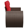 vidaXL 2-Seater Patio Sofa With Cushions with Red and Brown Poly Rattan