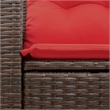 vidaXL 2-Seater Patio Sofa With Cushions with Red and Brown Poly Rattan