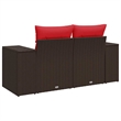 vidaXL 2-Seater Brown Poly Rattan Patio Sofa With Cushions in Red