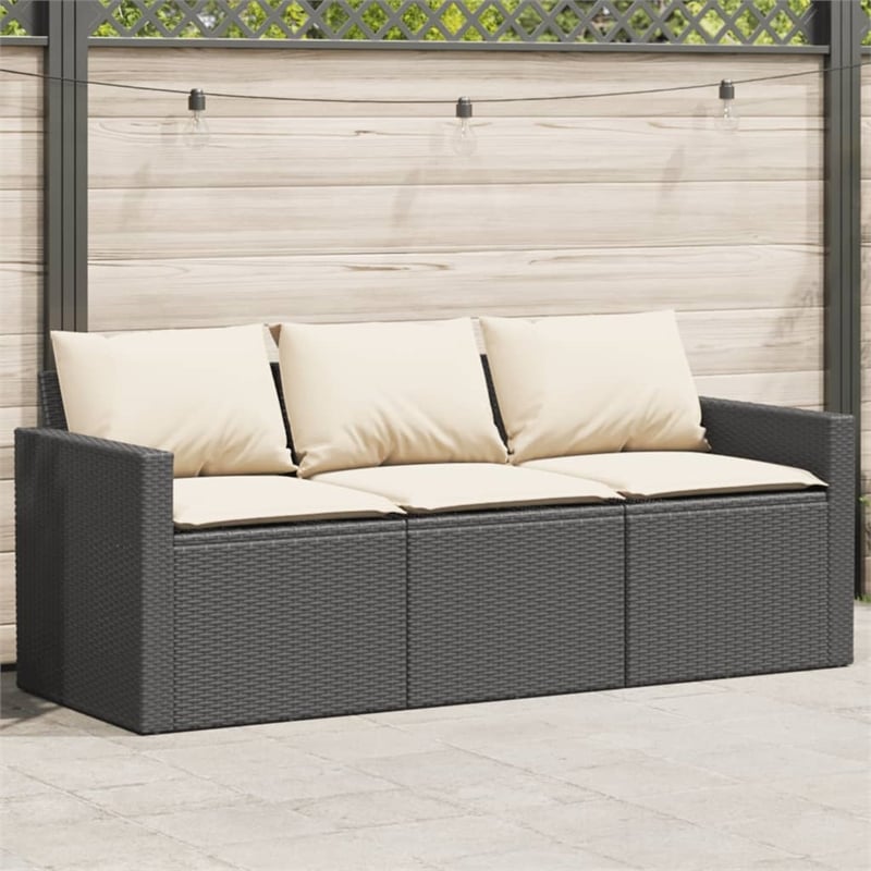 vidaXL Garden Sofa in Black And Cream