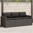 vidaXL PE Rattan 3-Seater Removable Covers Outdoor Sofa in Black