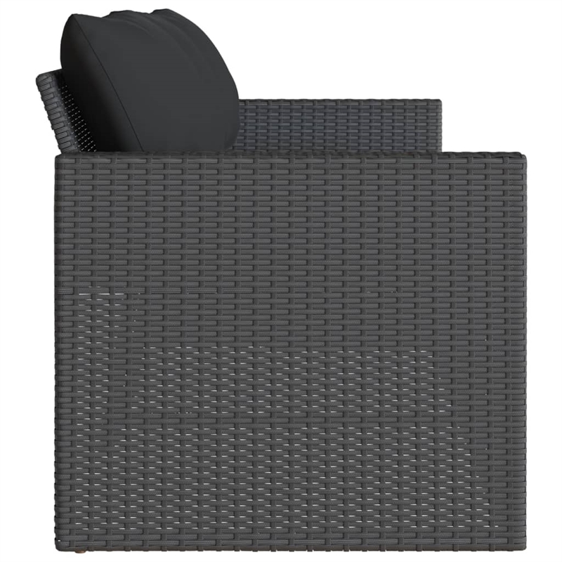 vidaXL PE Rattan 3-Seater Removable Covers Outdoor Sofa in Black