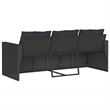 vidaXL PE Rattan 3-Seater Removable Covers Outdoor Sofa in Black