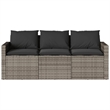 vidaXL PE Rattan 3-Seater Garden Sofa in Gray