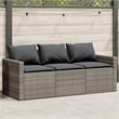 vidaXL PE Rattan 3-Seater Garden Sofa in Gray